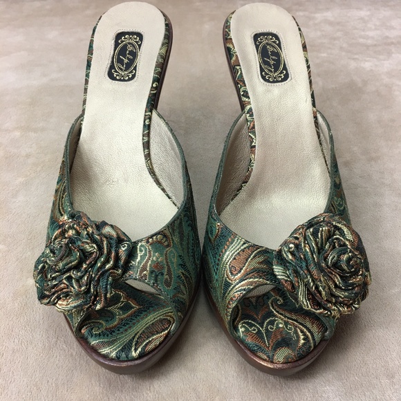 SALPY handcrafted open toe platform heels like new SZ 10 - Picture 2 of 8